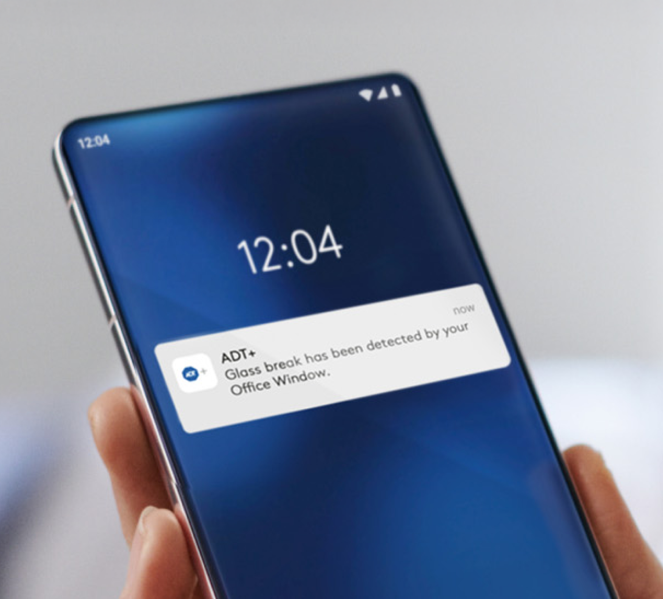 A glass break alert phone notification from ADT+ app