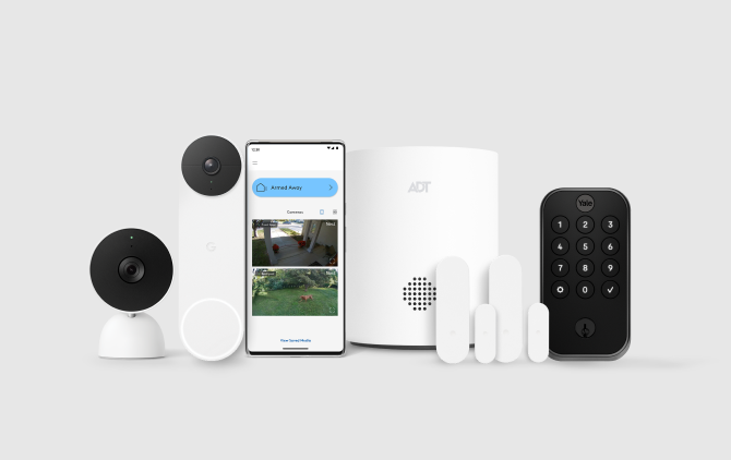 ADT package with Google Indoor Camera, Google Nest Doorbell, app and more