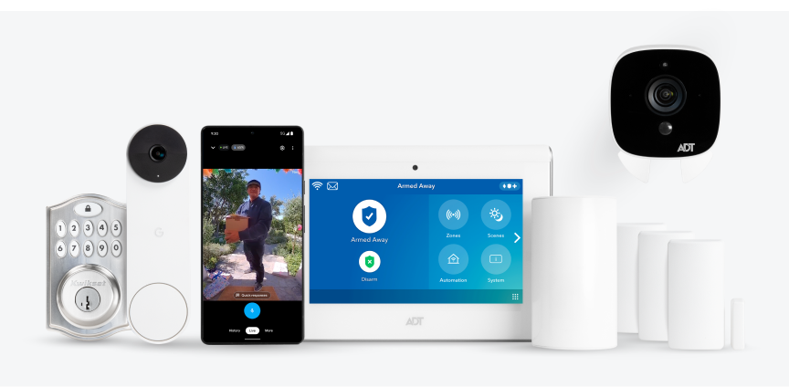 Smart Home package with ADT Smart Lock, app, Command Panel, and other products